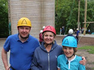 Family at high ropes tower