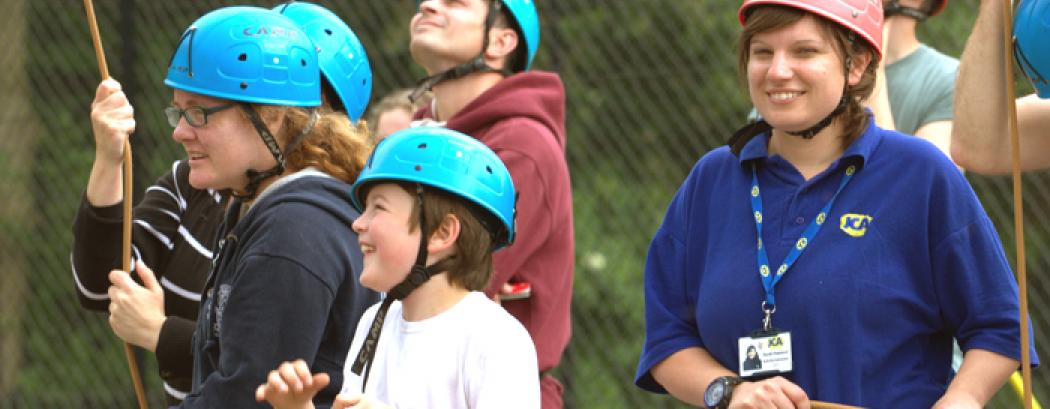 Family Adventure high ropes activities and instructor