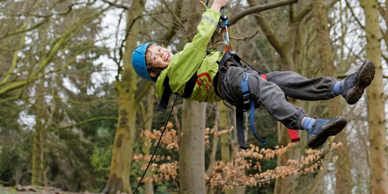 Child on a zip wire