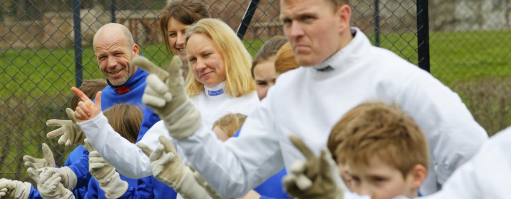 Family taking part in adventure activities