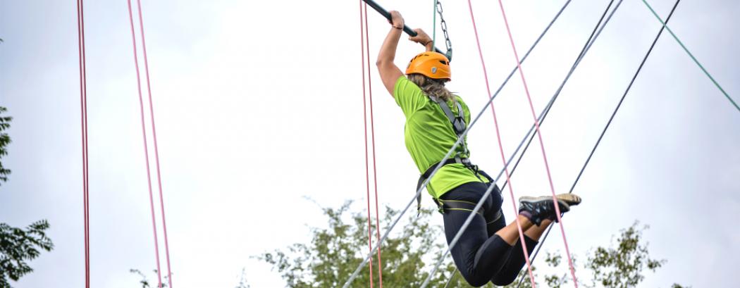 Girl on the high ropes at Mount Cook Activity Centre