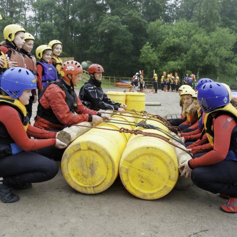 Students raft building at Condover Hall