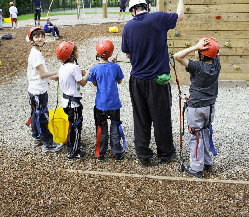 Children using the low ropes