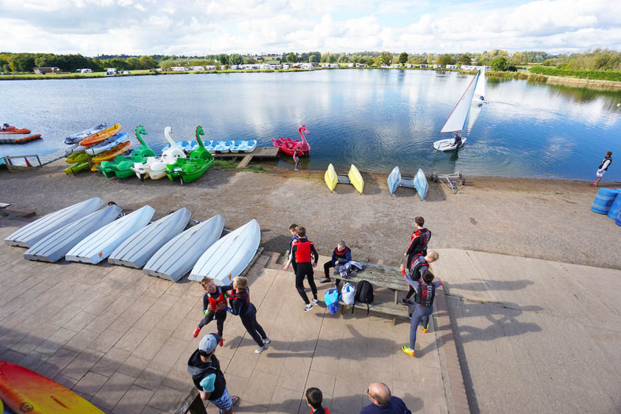 Aerial view of the lake at Croft Farm Water Park